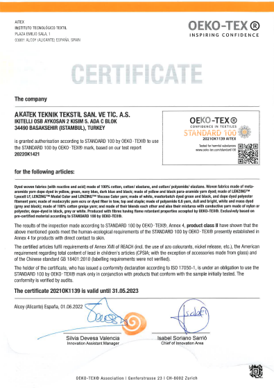 OEKO-TEX Fabric Certificate