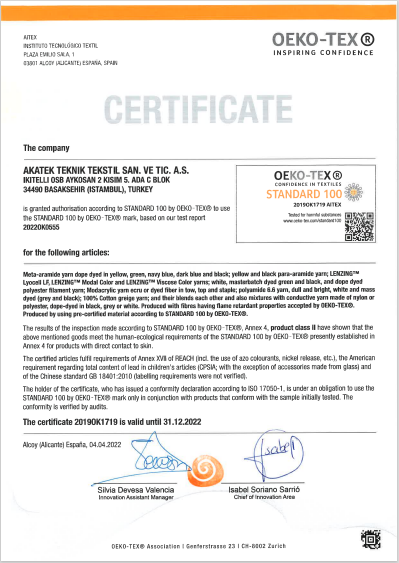 OEKO-TEX Yarn Certificate