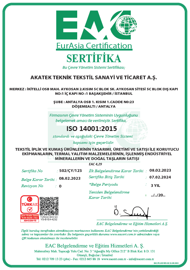 ISO 14001 - Çevre Yönetim Sistemi Sertifikamız