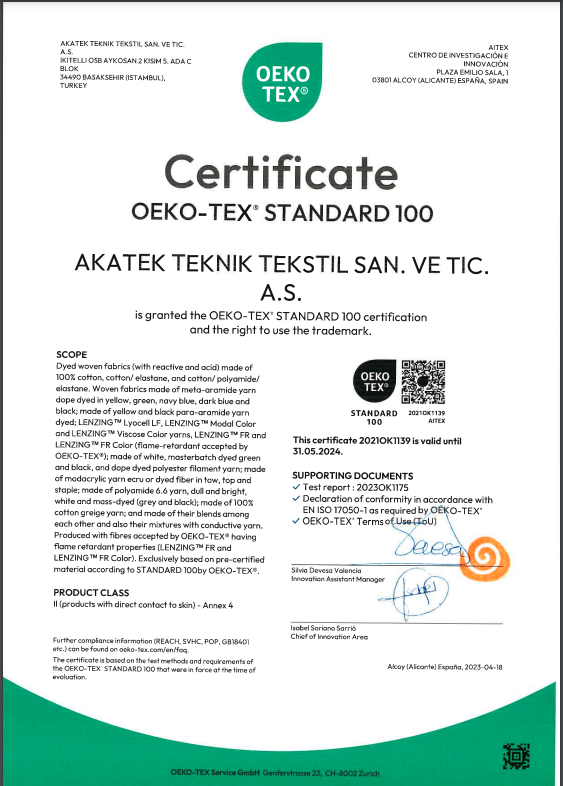 OEKO-TEX Woven Certificate